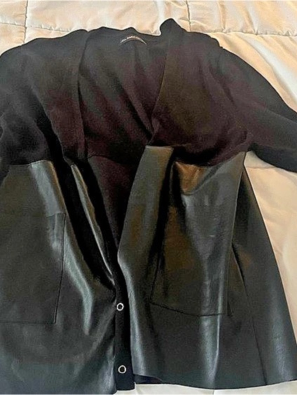 Zara Women's Black cardigan, half leather, size medium